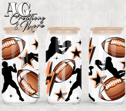 Football 16oz Glass Digital