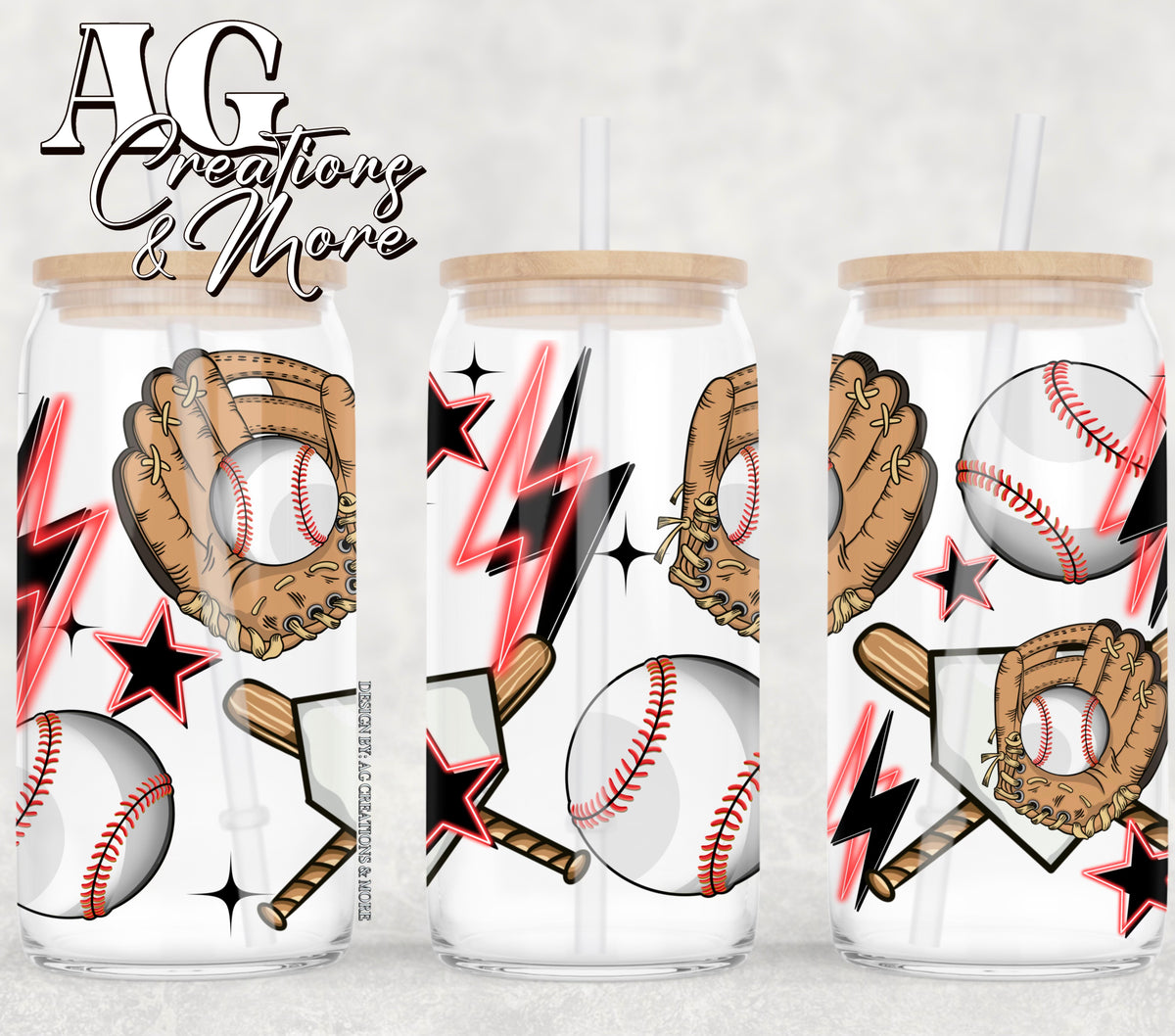 Baseball 16oz Glass Digital