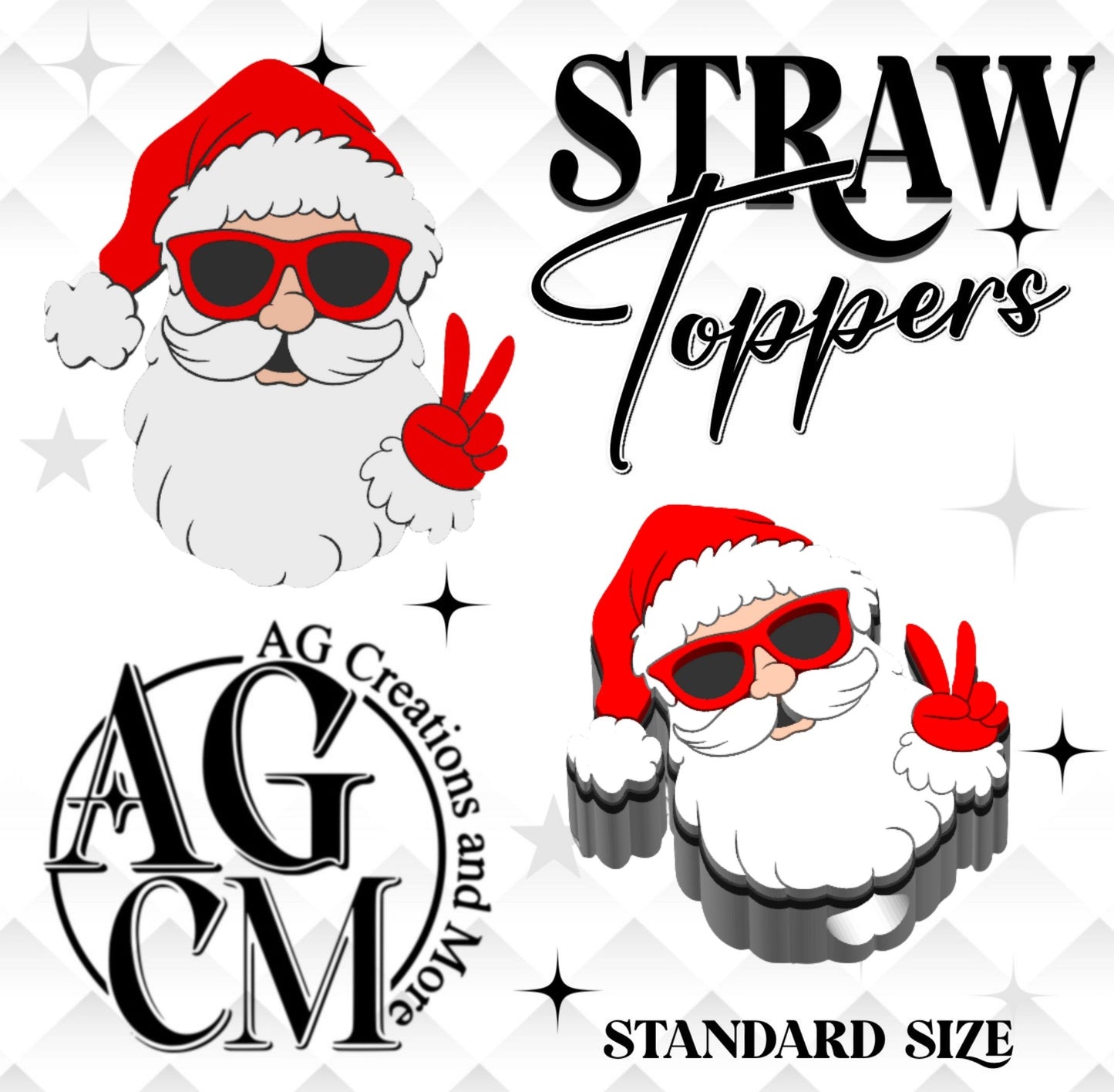Santa Peace Right hand Straw Toppers