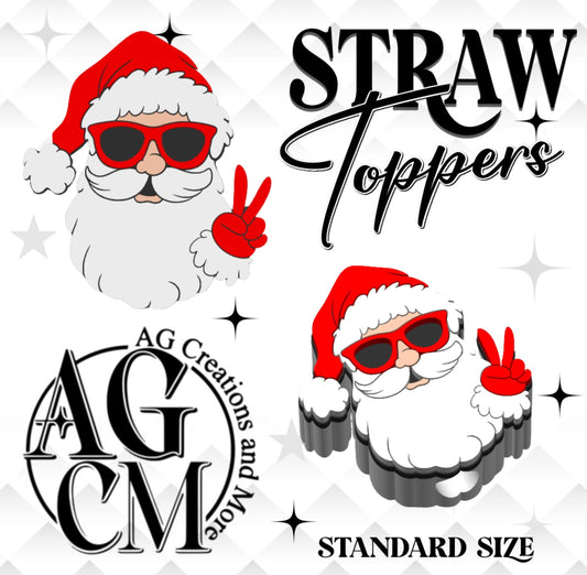 Santa Peace Right hand Straw Toppers