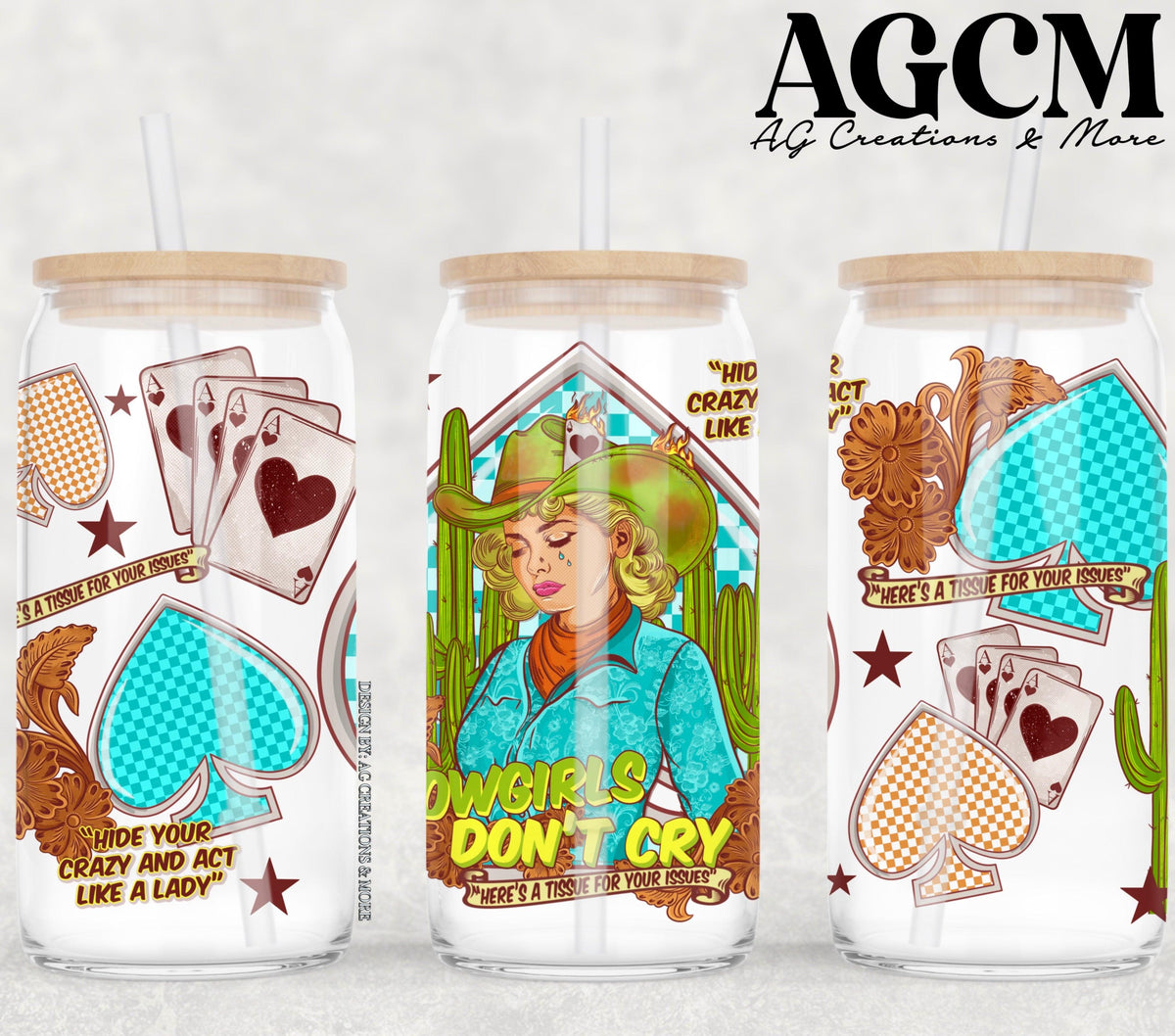 16oz Cowgilr Dont Cry Glass Digital