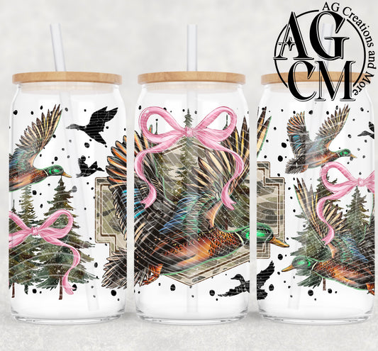 Mallard Pink Bow 16oz libby wrap PNG