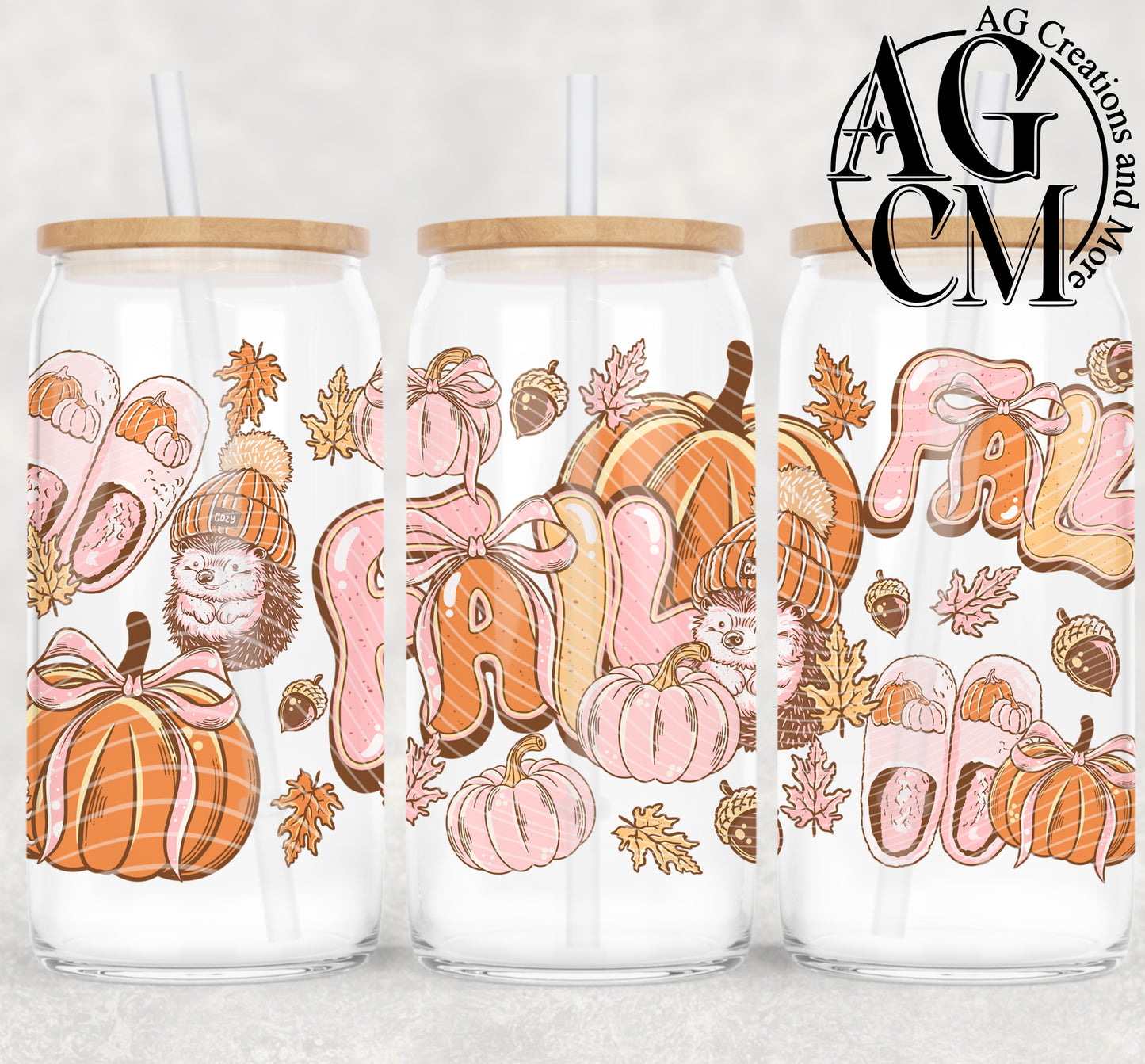 Cozy Fall Hedgehog 16oz libby wrap PNG