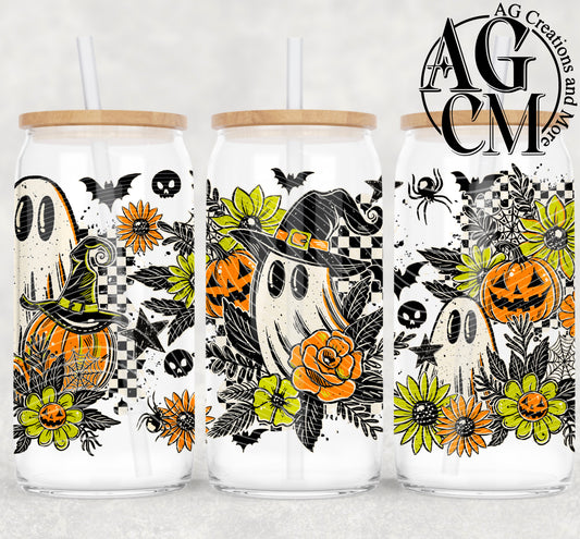 Floral Ghostie 16oz libby wrap PNG