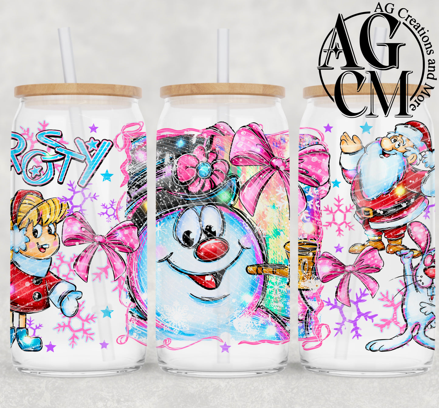 Snowman Girly  16oz libby wrap PNG