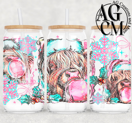 Cute Highland cow 16oz libby wrap PNG