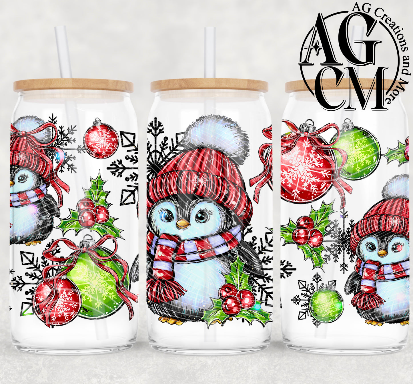 Winter Penguin  16oz libby wrap PNG