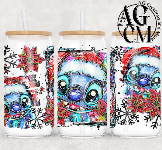 Blue Guy Christmas   16oz libby wrap PNG