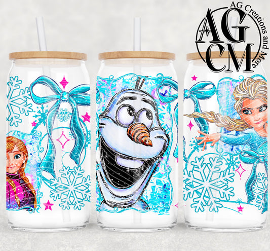 Snowman and Sisters  16oz libby wrap PNG