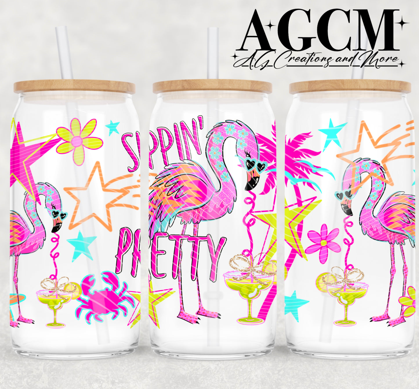 Sippin' Pretty 16oz Libby wrap PNG