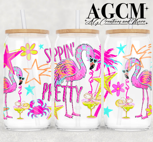 Sippin' Pretty 16oz Libby wrap PNG