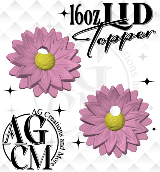 16oz 3D Flower Lid Topper 3MF / STL File