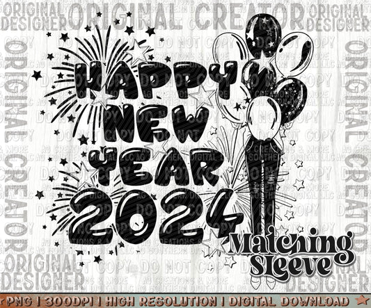 Single Color 2024 Happy New Year Digital Download