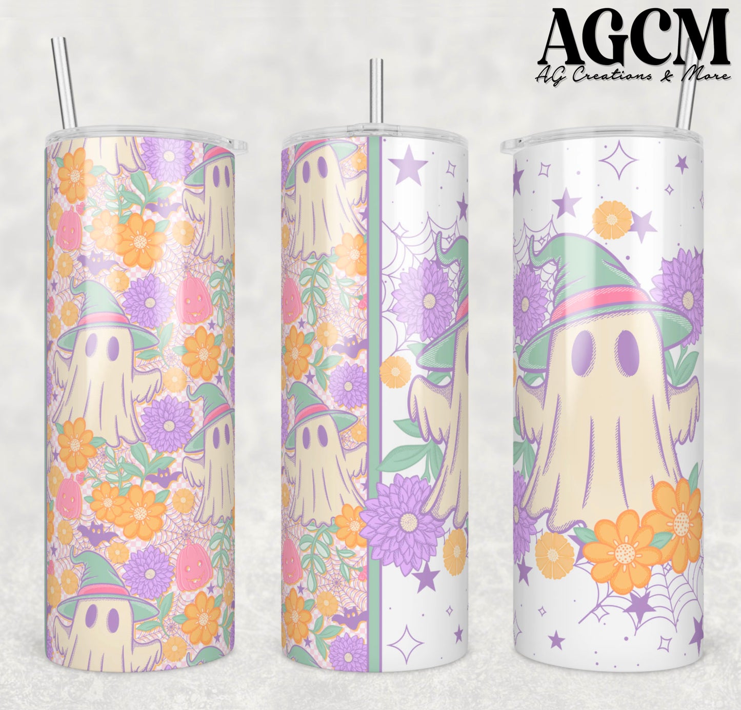 20oz Floral GhostTumbler Download PNG