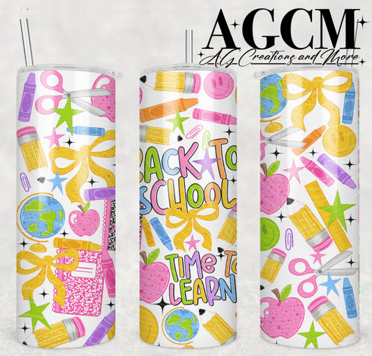 Back to School 20oz Tumbler Design | Instant PNG Digital File