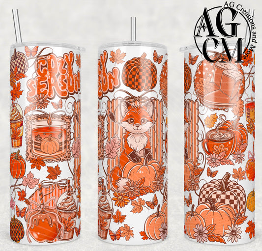 Cozy Season Fox 20oz Tumbler Digital Download PNG