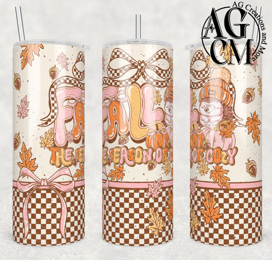 Fall Cozy Hedgehog 20oz Tumbler Digital Download PNG