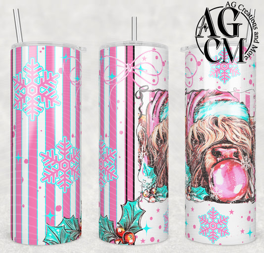 Pink Highland cow  20oz Tumbler Digital Download PNG