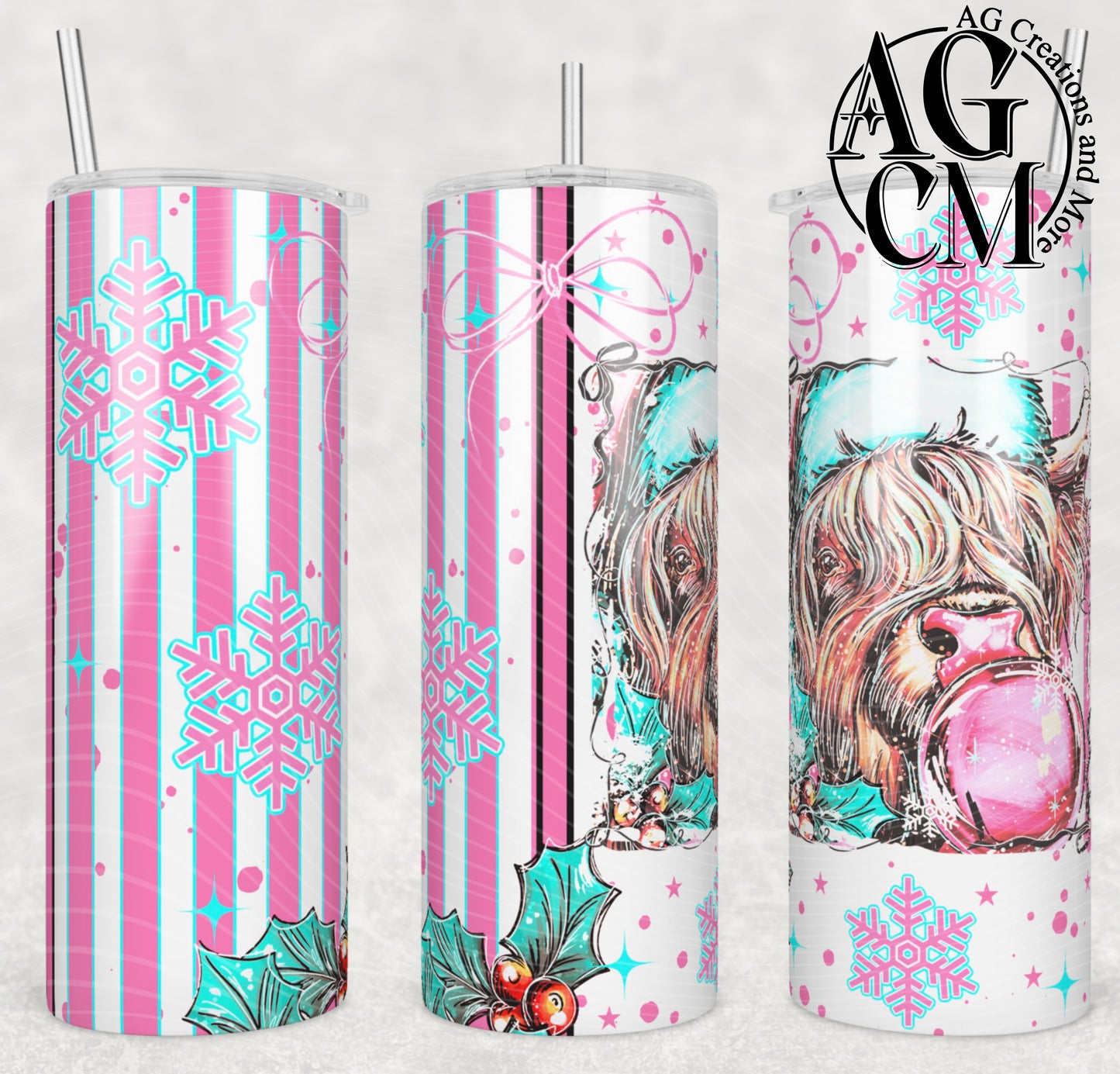 Pink Highland cow  20oz Tumbler Digital Download PNG