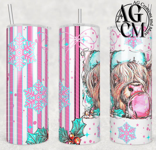 Pink Highland cow  20oz Tumbler Digital Download PNG