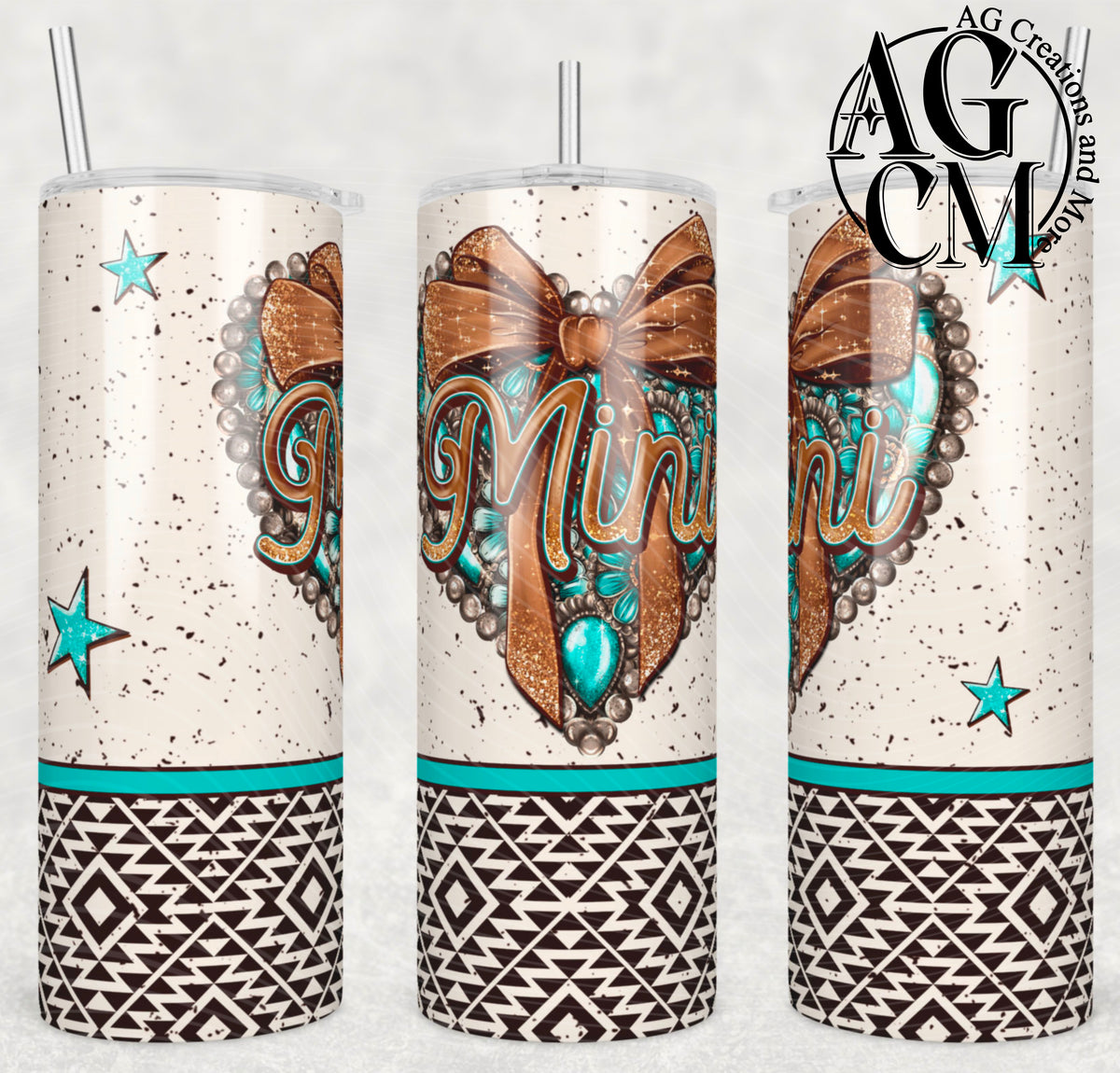 Turquoise Mini Heart 20oz Tumbler Digital Download PNG