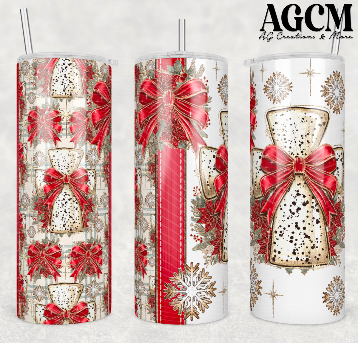 Red Christmas Cross Tumbler Digital Download PNG