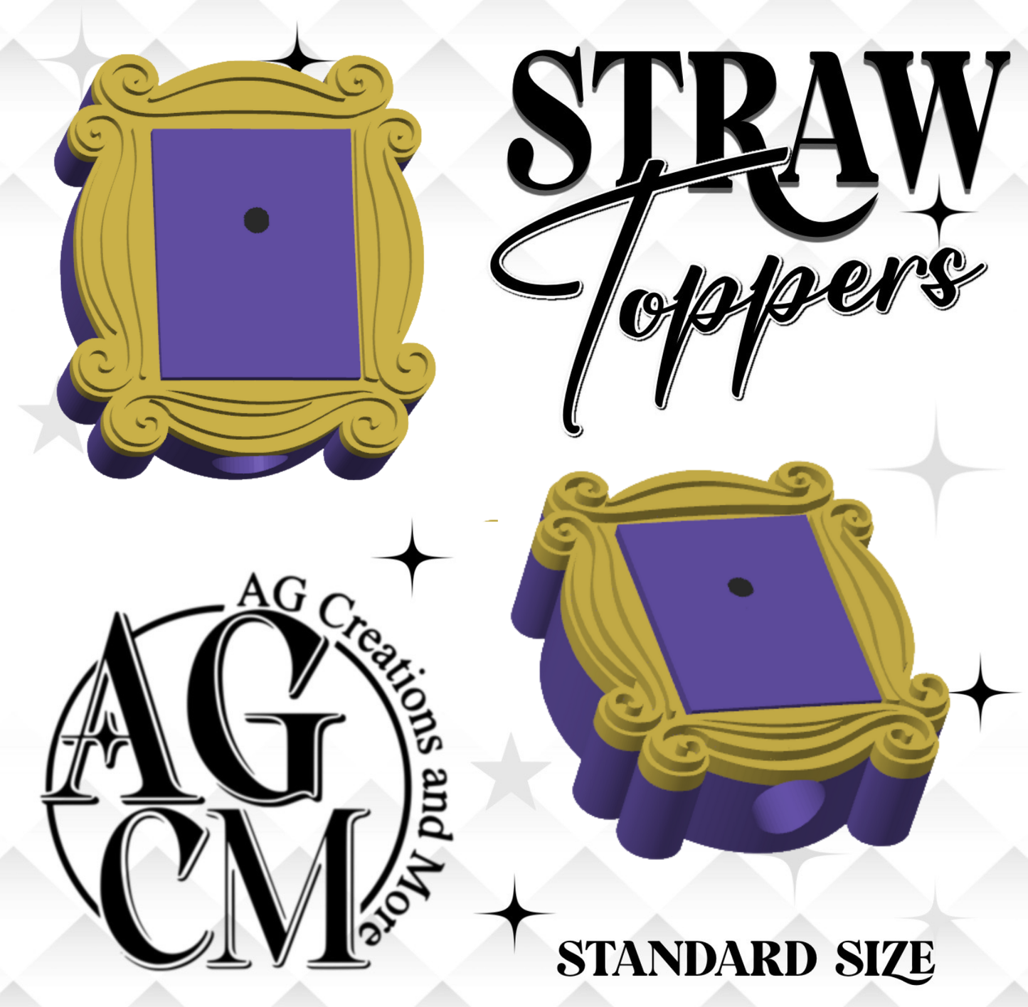 Yellow Mirror 3D Straw Toppers