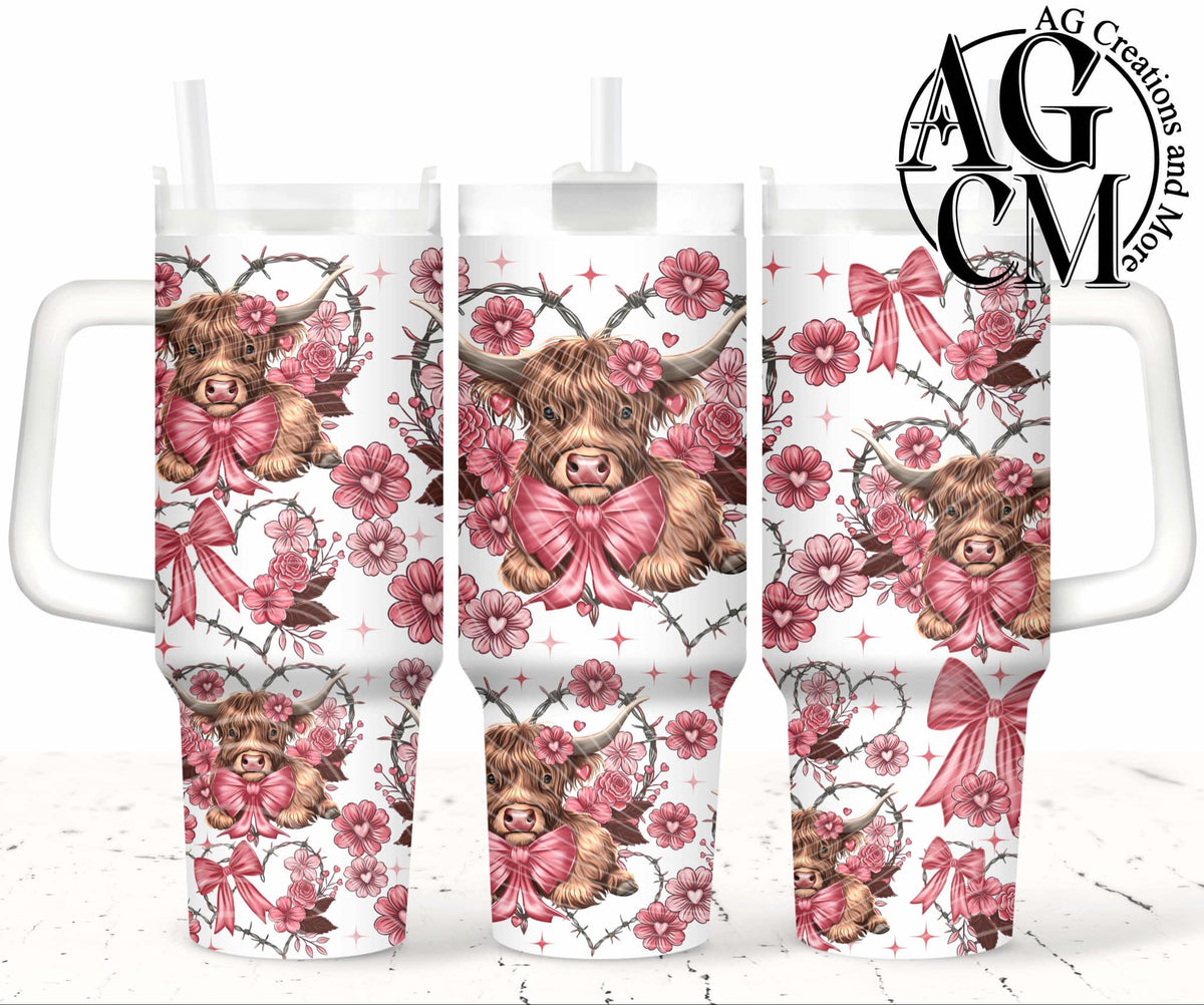 Highland Cow 40oz Tumbler Digital Png