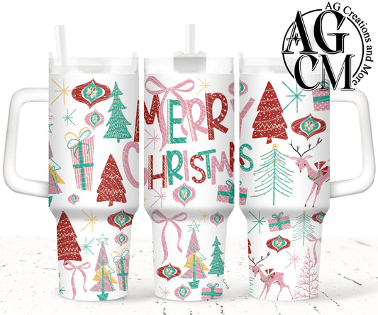 Merry Christmas 40oz Tumbler Digital Png