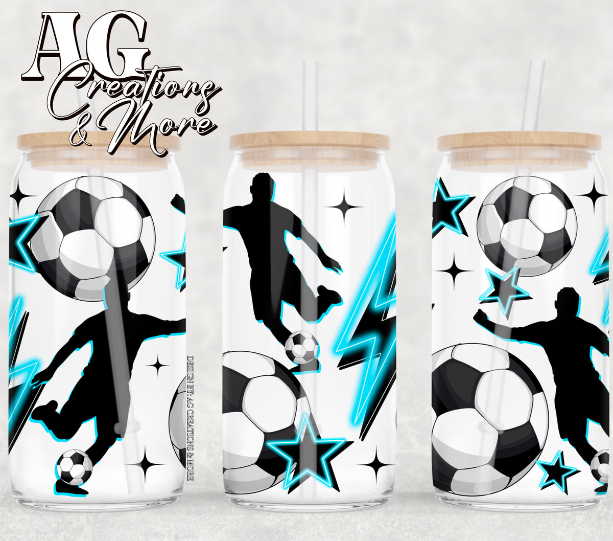 Boy soccer 16oz Glass Digital