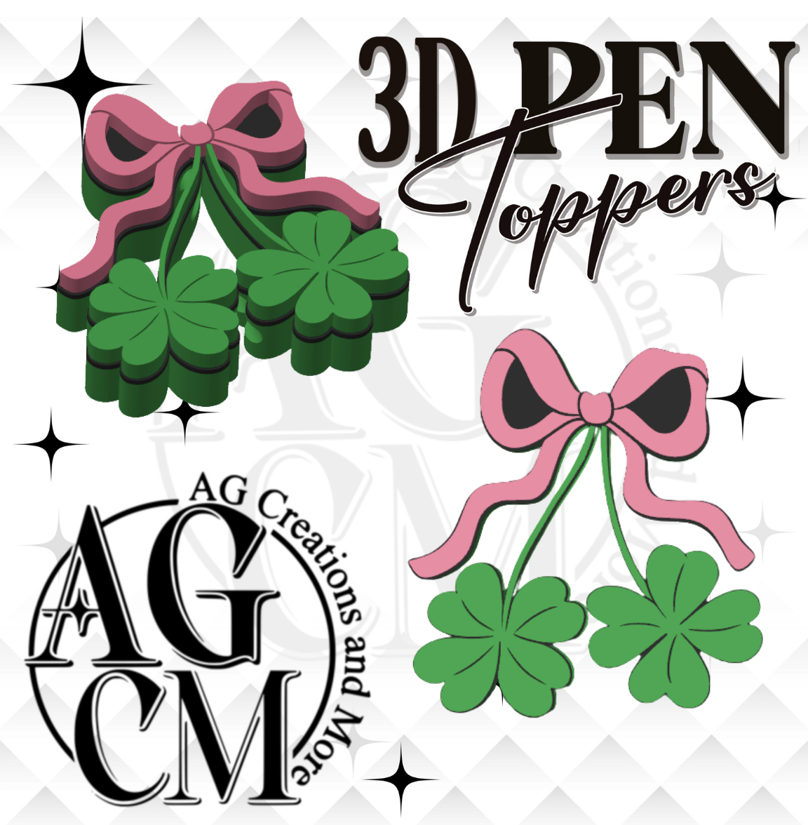 Clover Cherries 3D Pen Toppers (wholesale)