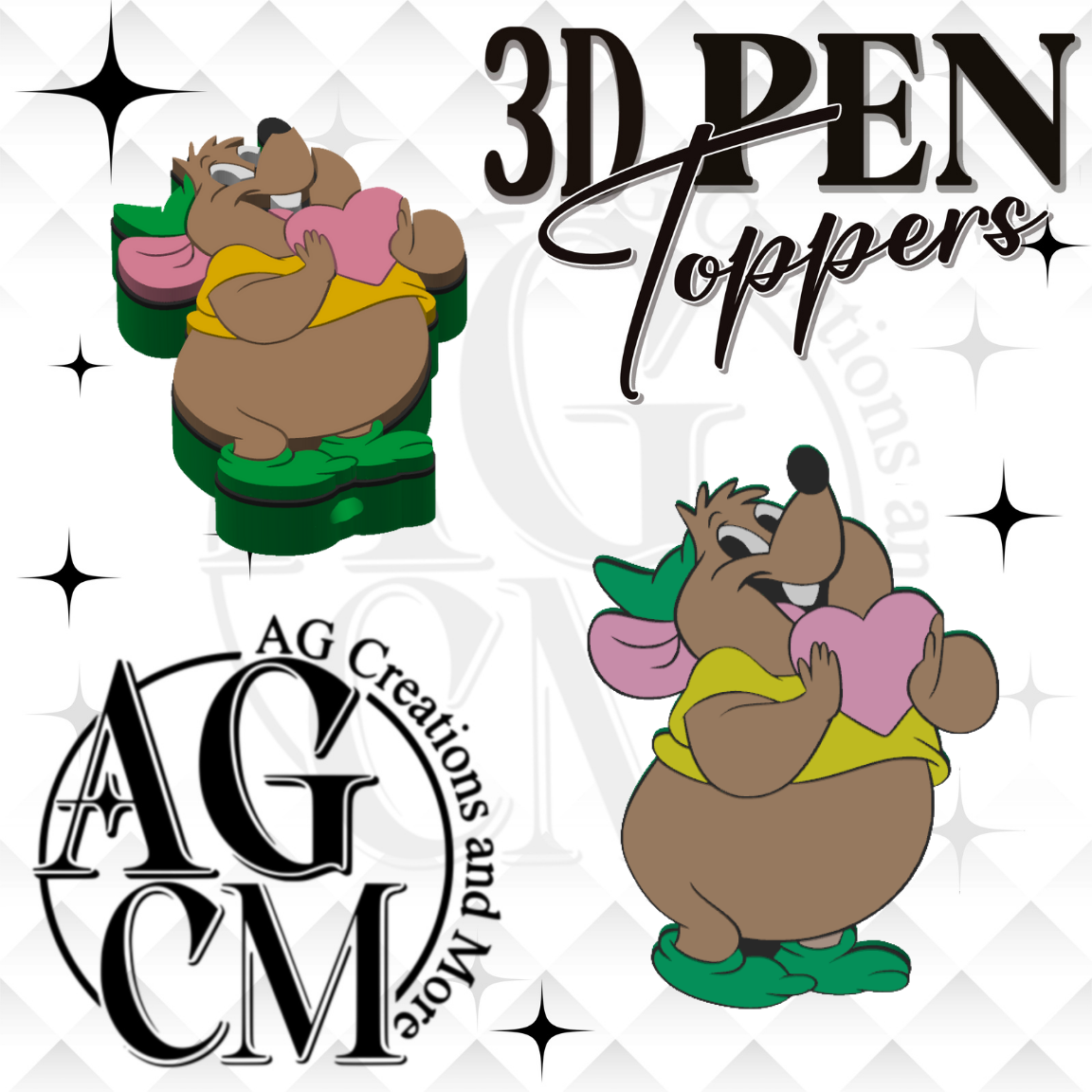 Gus Heart 3D Pen Toppers 3MF File