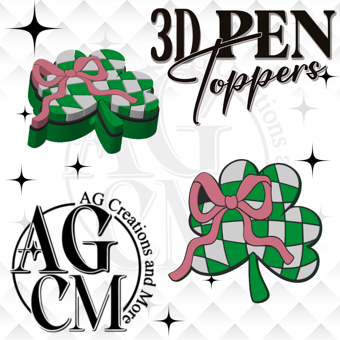 Clover Bow 3D Pen Toppers (wholesale)