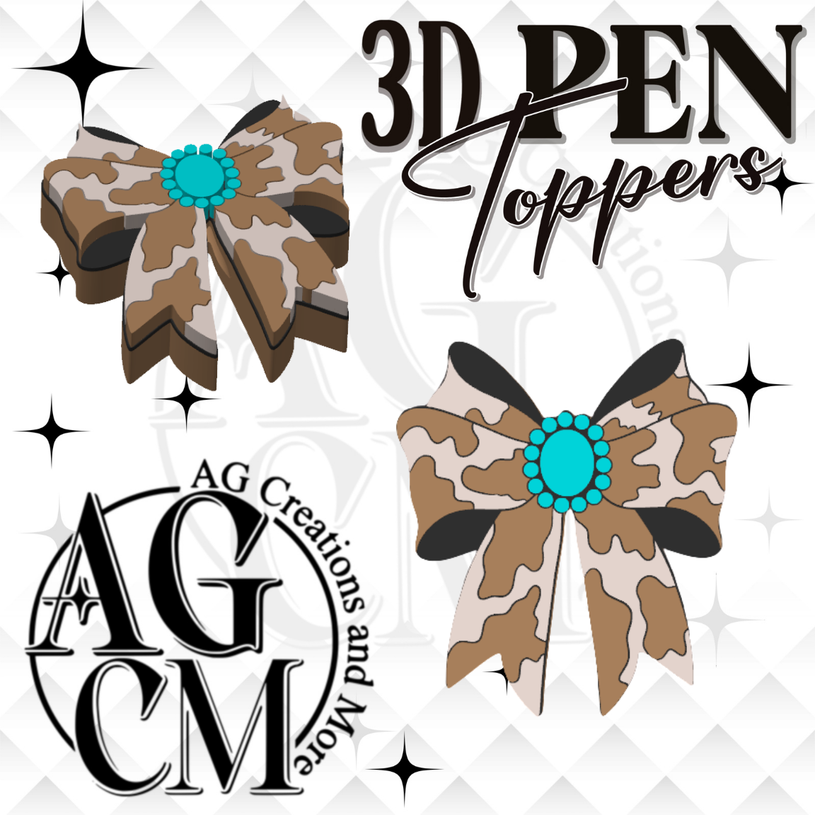 Cowhide concho bow 3D Pen Toppers 3MF File