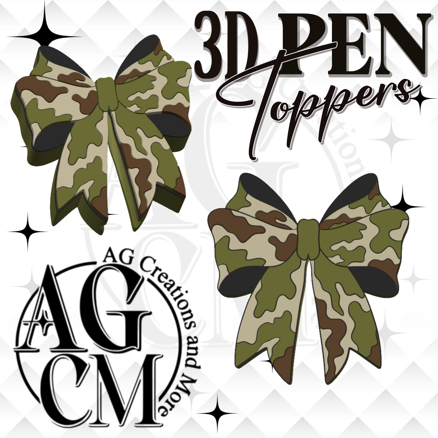 camouflage bow 3D Pen Toppers 3MF File