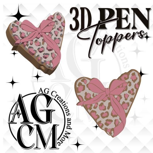 Leopard Heart 3D Pen Toppers (wholesale)