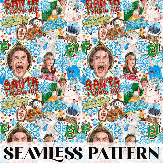 Santa I know Him Seamless Pattern PNG