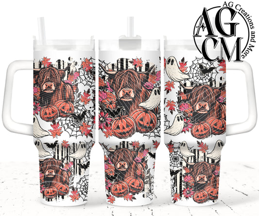 Fall Highland cow 40oz Tumbler Digital Png
