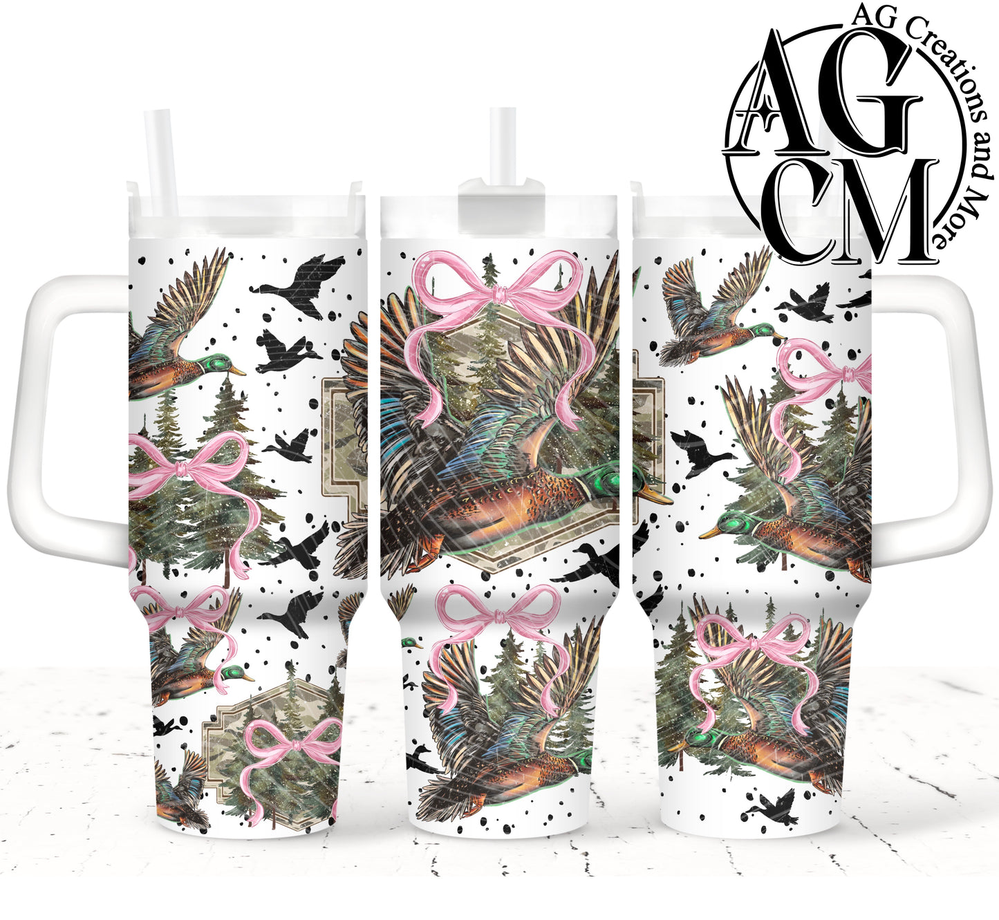 Mallard Pink Bow 40oz Tumbler Digital