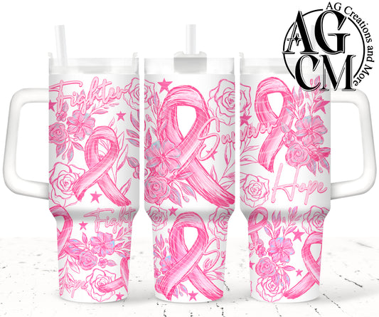 Breast Cancer Awareness  40oz Tumbler Digital Png