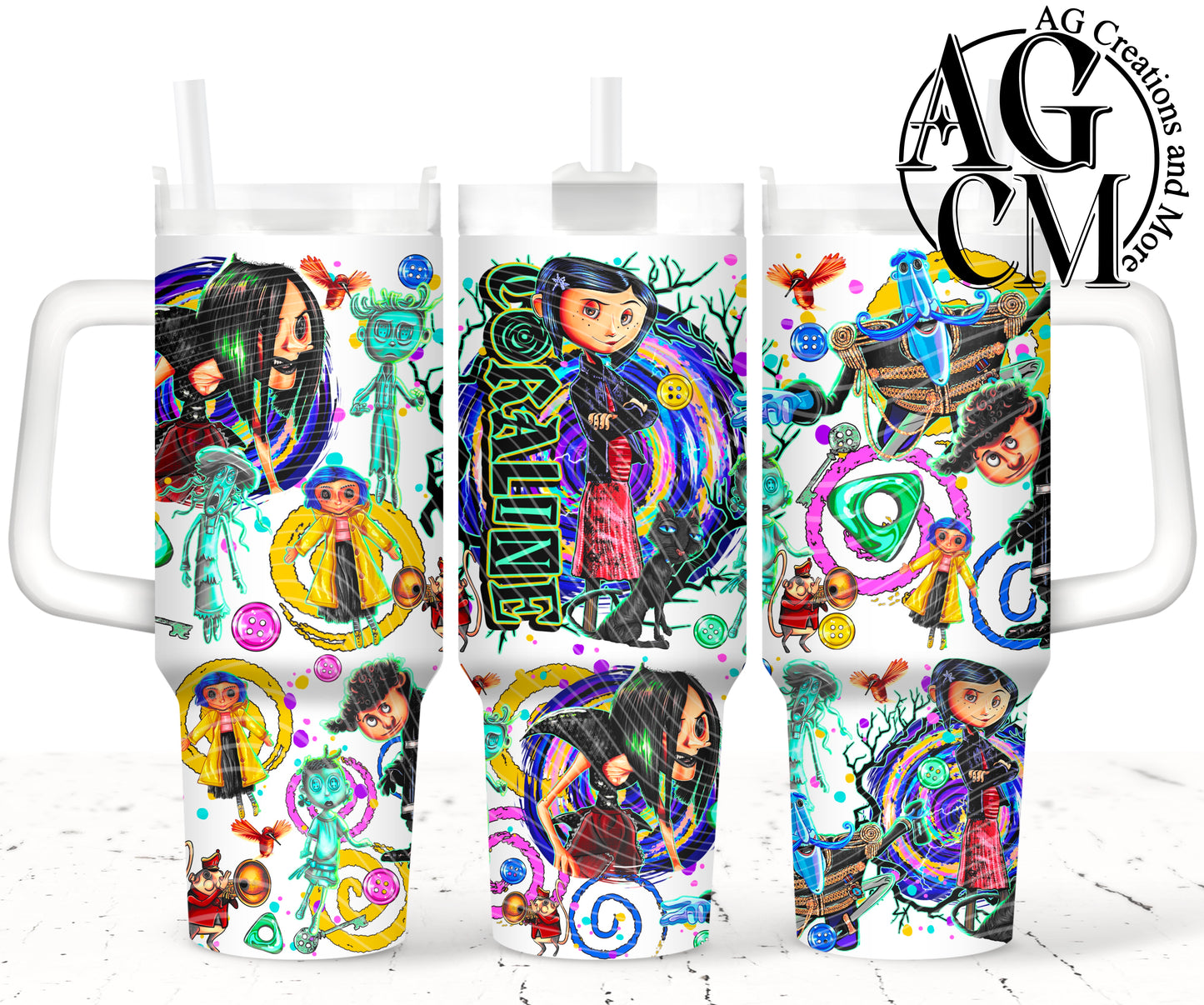 Coral Button 40oz Tumbler Digital Png