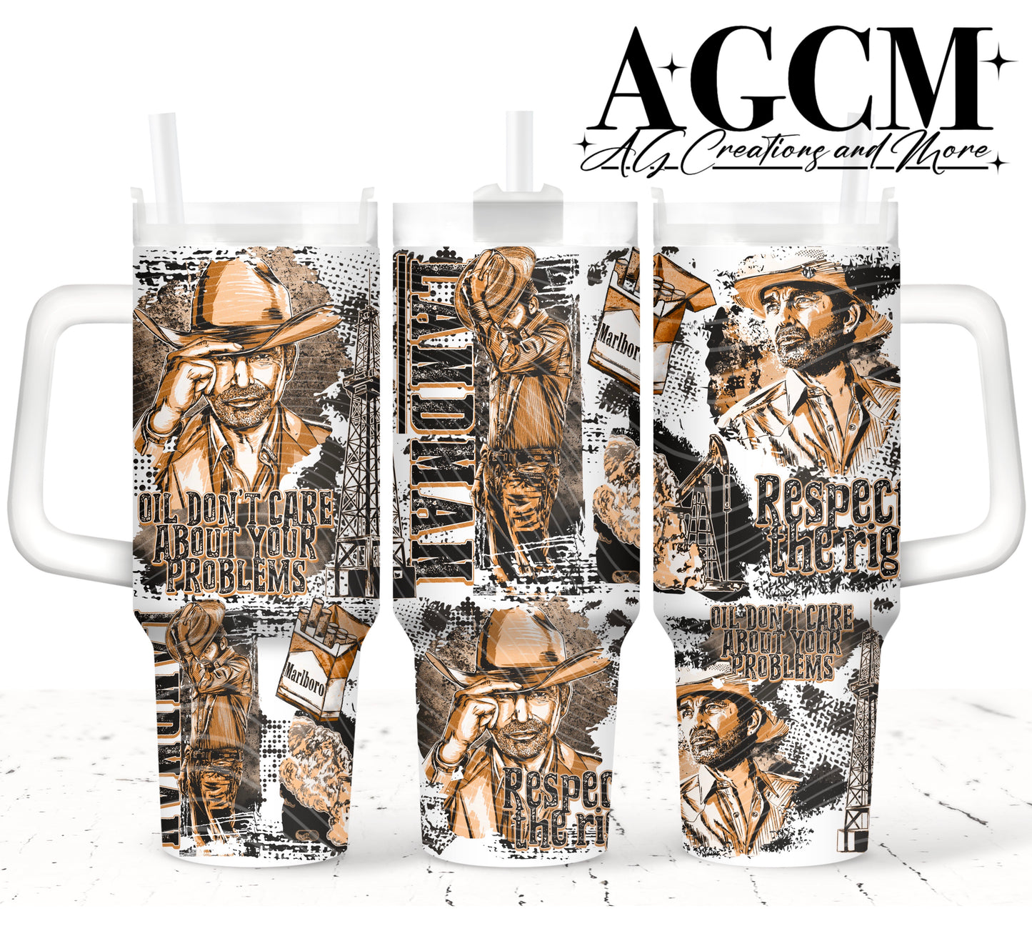 Oil Rig Land   40oz Tumbler Digital Png