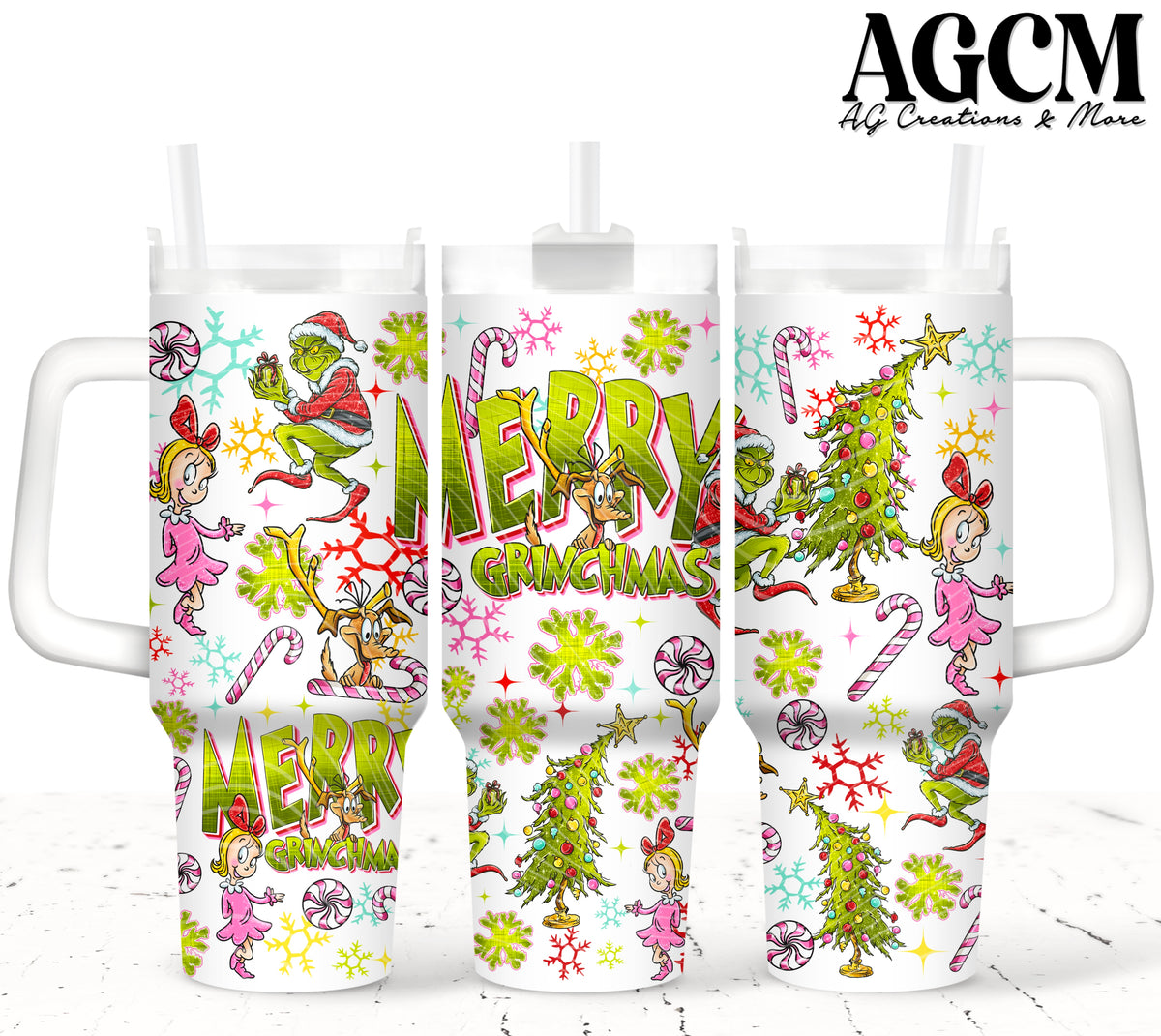 Pink Merry 40oz Tumbler Digital Png Christmas