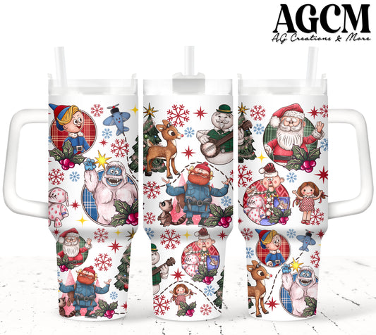 40oz Red Nose Reindeer Tumbler Digital Png