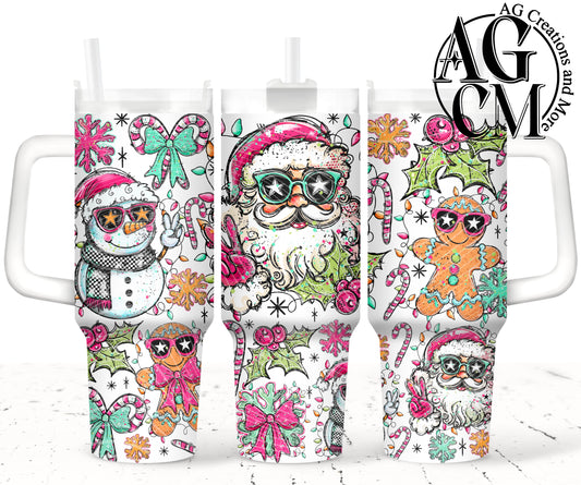 Doodle Christmas 40oz Tumbler Digital Png