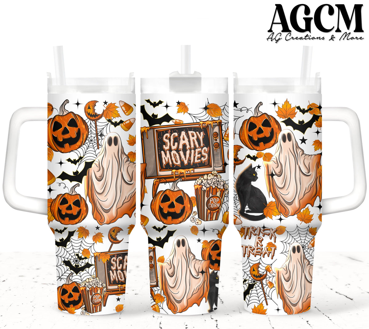 40oz Spooky Movie Ghost Tumbler Digital Png