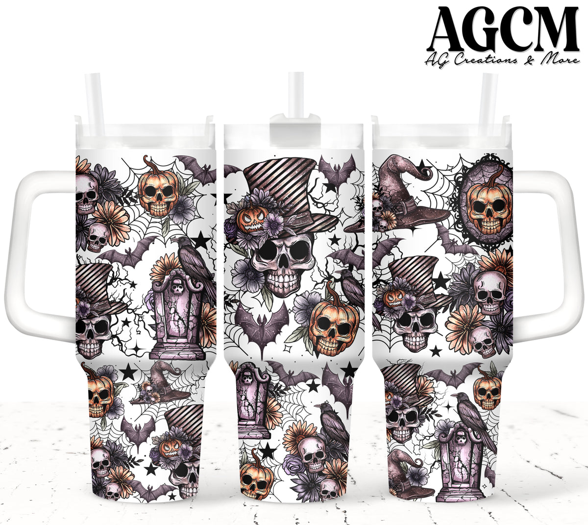 Top Hat Skull 40oz Tumbler Digital Png