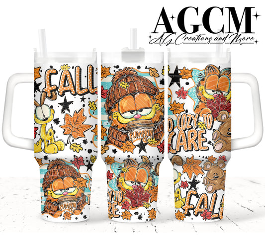 Fall Orange Cat 40oz Tumbler Digital