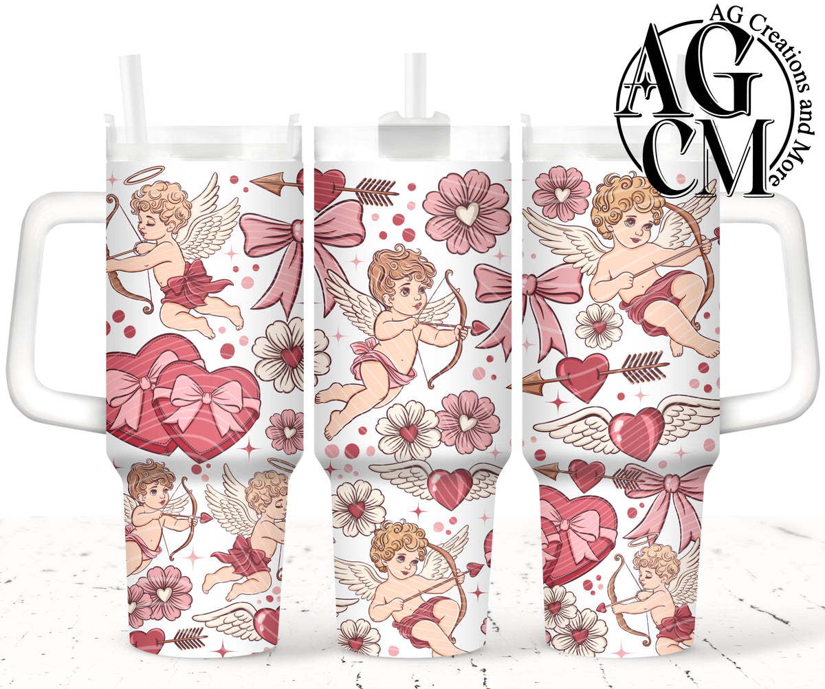 Floral Cupid 40oz Tumbler Digital Png