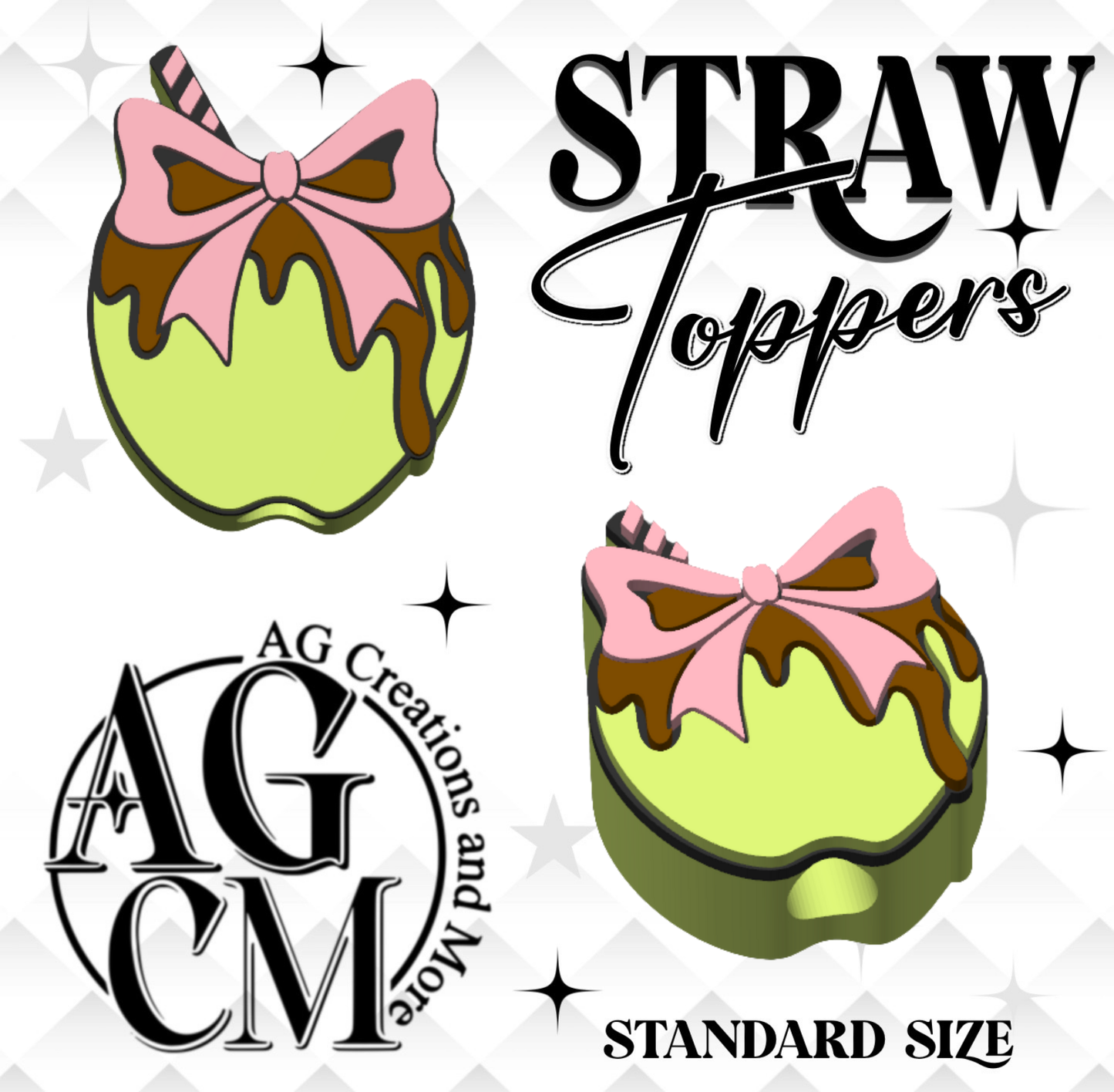 Carmel Apple 3D Straw Toppers